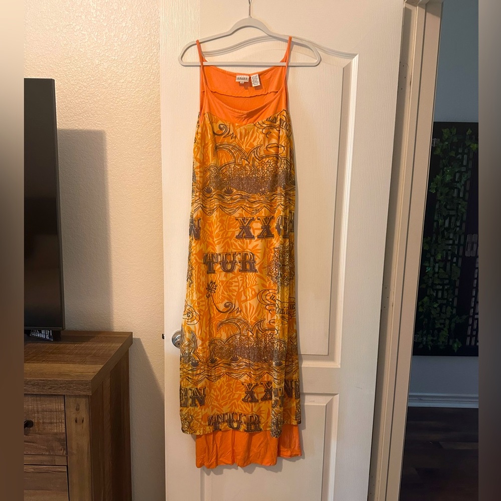 Layered print long summer dress